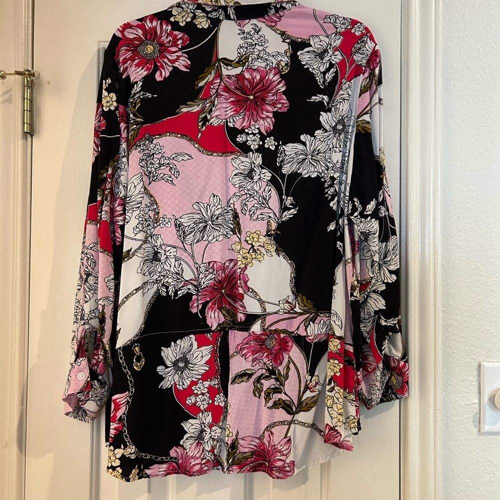 Elegant Floral Women's Blouse - Black, Pink, Red